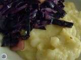 Chou rouge à la pomme, purée topinambour-patate