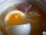 Oeuf mollet dans sa soupe au radis noir
