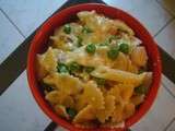 Plat de pâtes rapide, petits pois et chèvre