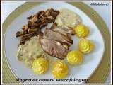 Magret de canard sauce foie gras