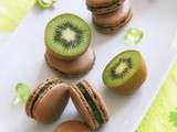Macarons Impression kiwi (kiwi-citron vert,coques cacao)