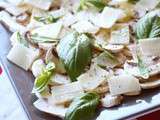 Carpaccio de champignons au parmesan et basilic