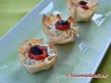 Petites croustades de compotée de courgettes et caviar de poivron