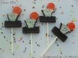 Sucettes en chocolat thème basketball