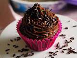 Cupcake chocolat framboise, glaçage milka