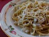 Spaghettis à la crême aux champignons et à l'estragon