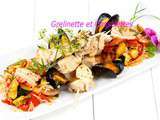 Accents de Paella, Brochettes de poulet au Gingembre, heureuse improvisation en cuisine