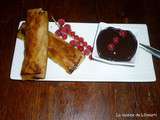 Nems aux poires caramélisées et sauce au chocolat