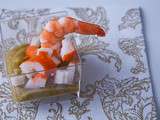 Verrine de guacamole au surimi et crevette