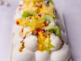 Bûche pavlova aux fruits exotiques, le dessert divin de Noël
