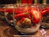 Trifle fraise, crémeux noisette et panacotta