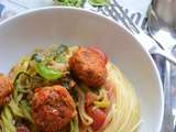 Duo de spaghetti et boulettes aux tomates confites Ensoleil'Ade #végétarien