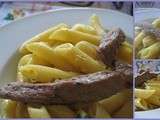 Penne au curcuma et au steack de canard