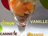 Coupe dessert, orange, glace vanille et lemon curd