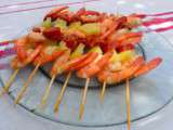 Brochettes Crevettes, Ananas, Chorizo – 20′ chrono
