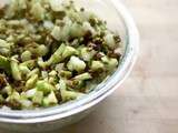 Salade de lentilles vertes, pommes curry