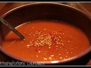 Soupe tomate-poivron-patate douce au vinaigre balsamique ☆ トマト、パプリカ＆サツマイモのバルザミコ風味スープ