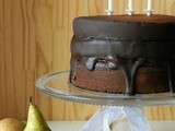Layer cake tout poires chocolat pour les 3 ans du blog