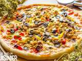 Pizza au thon, anchois, poivrons et olives