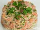 Tartare de saumon (à la mayonnaise aux herbes et huile d’olive)