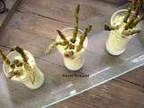 Mousse d’asperge au parmesan/pointe croquante au balsamique et sésame