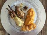 Plat de Noël 2013 :
cailles citron-vert et gingembre,
cailles glacées au sirop d’érable,
purée de carottes et oseille,
et gnocchis de semoule