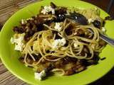 Spaghettis aux deux aubergines et fromage frais
