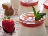 Panna Cotta légère à la menthe et coulis de fraise-rhubarbe