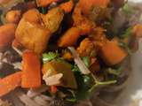 Nouille soba, légume grillés et graines de courge