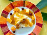 Biscuit vapeur aux amandes et physalis, coulis de mangue
