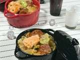 Cassolette de saumon et chorizo au chouchou