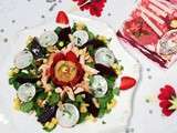 Salade de cresson au saumon, aux fraises et au chèvre chaud