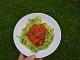 Spaghettis de courgettes a la bolognaise