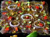 Carpaccio de thon albacore au wasabi  passionné  et au poivre rouge du Kerala