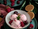 Crème glacée à la fraise, à la framboise et à la cerise sans sorbetière