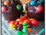 Muffins chocolat noir amandes et m&m's , chocomaniacs welcome