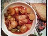Paupiettes de porc sauce tomate aux olives épicées et à la sauge
