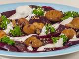 Salade de betteraves rôties, châtaignes grillées, yaourt au tahin (recette perse)