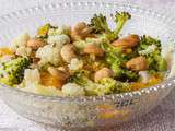 Salade de brocolis, chou fleur, orange et noix de cajou