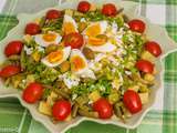 Salade de haricots verts, poivrons, pommes de terre et oeufs
