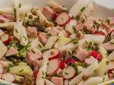 Salade de lentilles au chou rave, jambon et radis