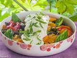 Salade de tomates, haricots verts et mozzarella
