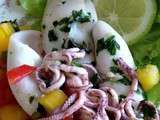 Salade tiède de calamars à la plancha et légumes d’été