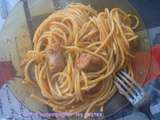 Spaghettis aux saucisses et à la sauce tomate de Cyril Lignac