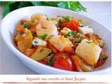 Saganaki aux crevettes et Saint Jacques ou fruits de mer à la sauce tomate épicée
