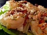 Salade d’épinard aux crevettes, féta et sésame