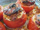 Tomates farcies a la fondue poivrons-chorizo