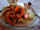 Crevettes végétales et salade avec vinaigrette au gingembre et au miso