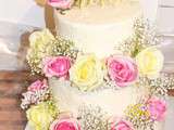 Wedding cake romantique rose et blanche