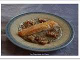 Saumon grille a la creme de lentilles et a l'andouille